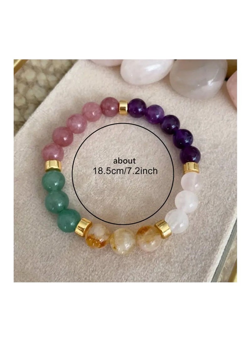 Goolsky 1pc Natural Stone Good Luck Bracelet for Women – Simple Style with Citrine, Tiger Eyes, Amethyst – September Birthstone Luxury Jewelry Gift for Daily & Banquet Occasions, Lucky Charm - Image 2
