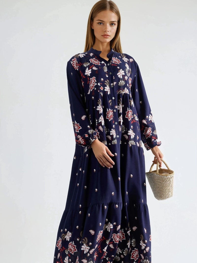 HICCUP Patterned V-Neck Maxi Dress - Image 5