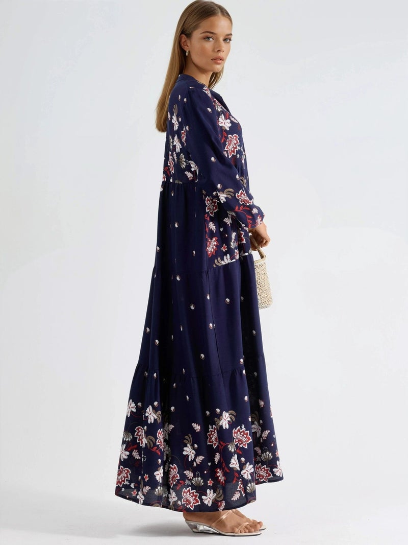 HICCUP Patterned V-Neck Maxi Dress - Image 3