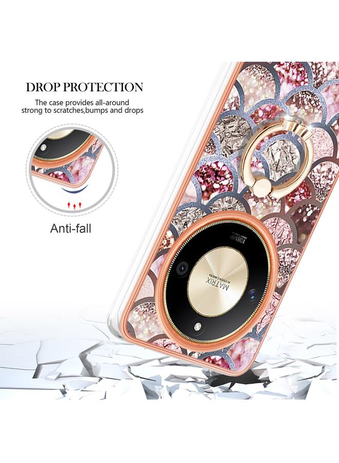 S-TOP Case For Honor X9b Electroplating Pattern IMD TPU Shockproof Case with Rhinestone Ring Holder - Image 4
