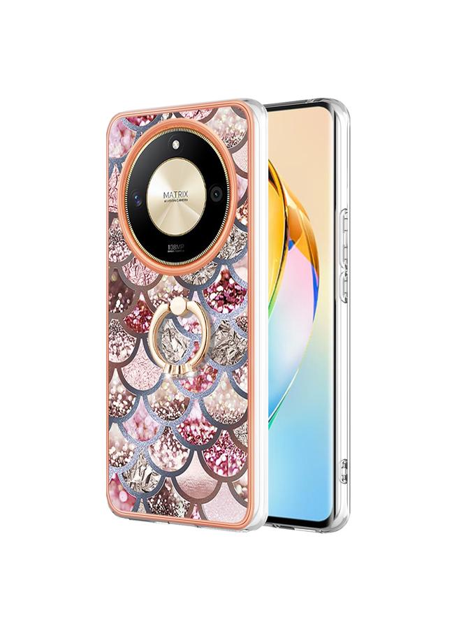 S-TOP Case For Honor X9b Electroplating Pattern IMD TPU Shockproof Case with Rhinestone Ring Holder - Image 1