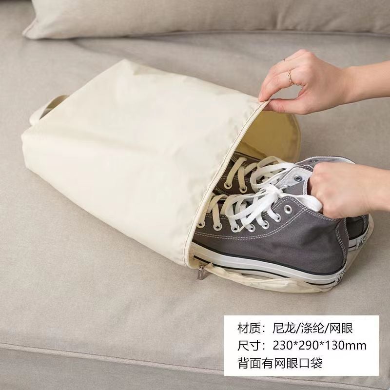 Portable Korean Travel Sports Dustproof Shoe Bag Large Capacity Organizer Oatmeal 2071#