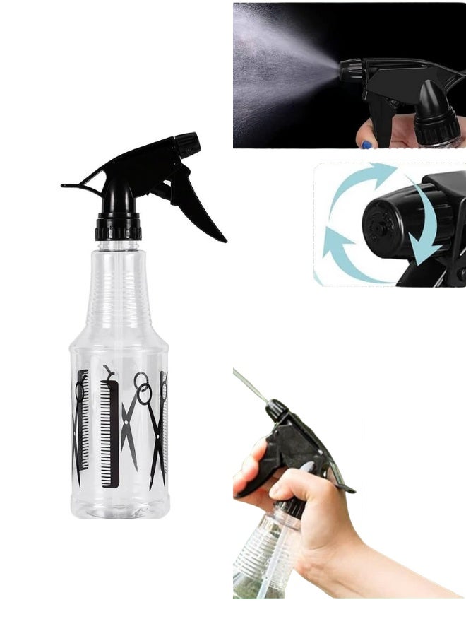 Hair Spray Bottle 500ml – Refillable Fine Mist Trigger Sprayer for Hair Styling, Barber Use, Cleaning & Plants – Clear Empty Water Bottle (1 Pack) - Image 1
