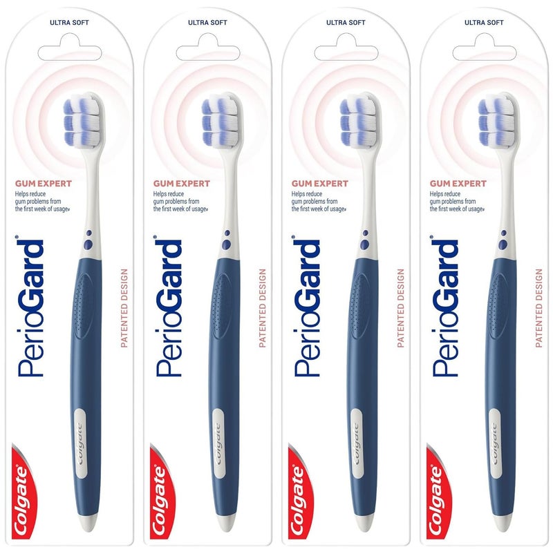 Colgate فرشاة أسنان كولجيت بيريوقارد فائقة النعومة لخبراء اللثة، متعددة الألوان، عبوة من 4 - Image 1