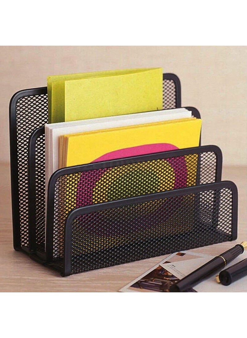 EARTHCONE - EARTHCONE Metal Mesh Document File Rack File Holder File Tray File Organizer for Office and Home Papers Letters Sorter Magazine Desktop File Holder Storage Stand 1Pcs - Image 1