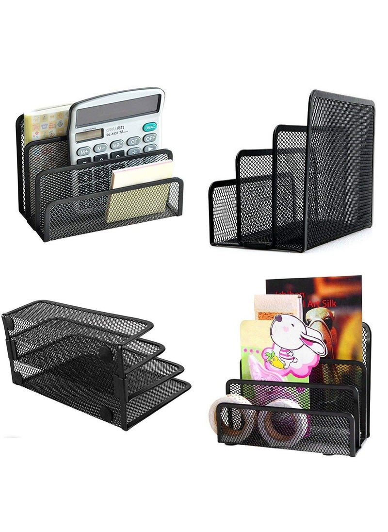 EARTHCONE - EARTHCONE Metal Mesh Document File Rack File Holder File Tray File Organizer for Office and Home Papers Letters Sorter Magazine Desktop File Holder Storage Stand 1Pcs - Image 1