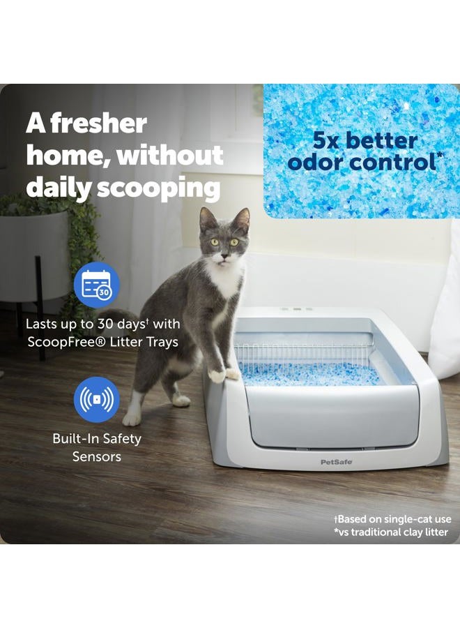 PetSafe ScoopFree Crystal Pro Self Cleaning Litter Box, Automatic Cat Litter Box - Comes with 1 Disposable Crystal Litter Tray (Grey, Uncovered) - Image 2