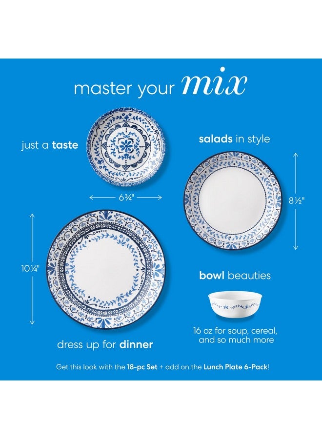 كوريل طقم أطباق عشاء كوريل فيتريل، 6 قطع، مصنوع من زجاج ثلاثي الطبقات مقاوم للكسر، أطباق دائرية خفيفة الوزن، بورتوفينو - Image 2