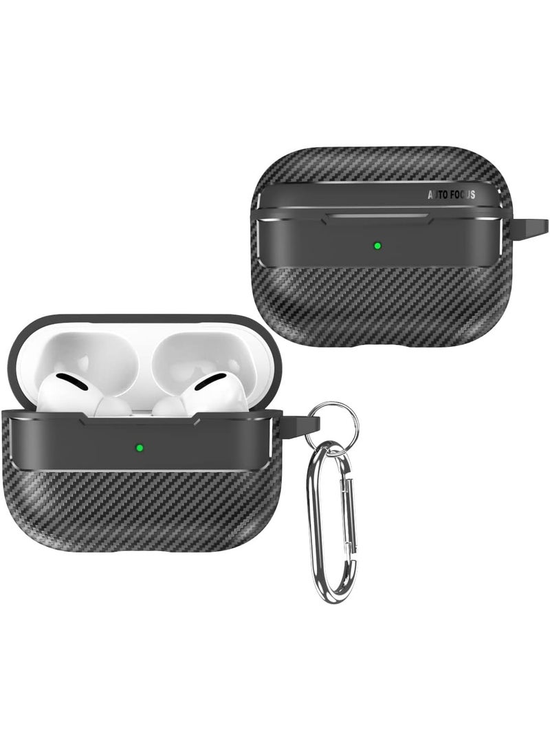 Compatible with airpods pro 3 case 2025 3rd Generation Protective Cover Carbon Fiber Grain Style with Lock Clip, TPU Rugged Men/Women Cases for airpods pro3 (Carbon Fiber) - Image 1