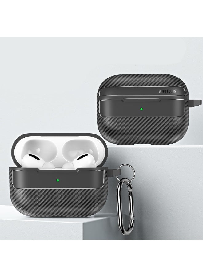 Compatible with airpods pro 3 case 2025 3rd Generation Protective Cover Carbon Fiber Grain Style with Lock Clip, TPU Rugged Men/Women Cases for airpods pro3 (Carbon Fiber) - Image 4