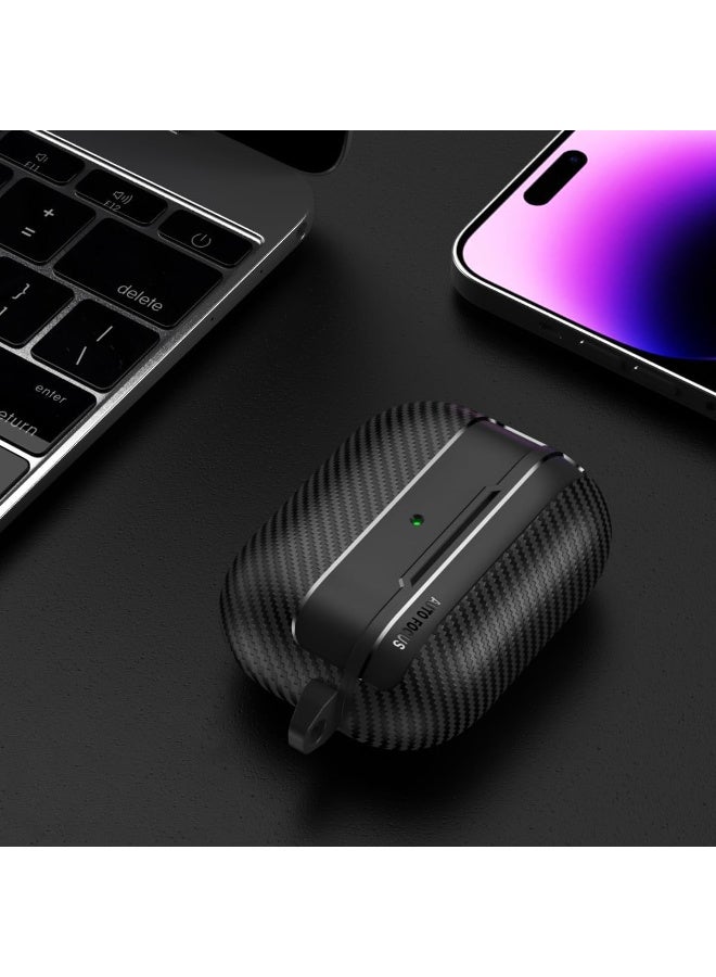 Compatible with airpods pro 3 case 2025 3rd Generation Protective Cover Carbon Fiber Grain Style with Lock Clip, TPU Rugged Men/Women Cases for airpods pro3 (Carbon Fiber) - Image 5