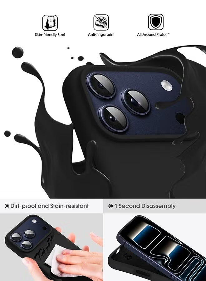 INEIX iPhone 17 Pro Silicone Cover Black - Premium 2.0mm TPU Silicon, Enhanced Camera Protection with Lens Shield, Shockproof & Water-Proof Cover for iPhone 17 Pro - Image 2