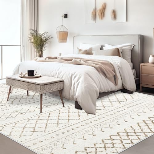 Aoyaomi Area Rug Living Room Rugs 8x10 - Large Soft Boho Geometric Rug, Non-Slip Foldable Washable Rugs Non Shedding Morden Indoor Floor Carpet for Living Bedroom Office Dining Room (Brown,8' x 10') - Image 3