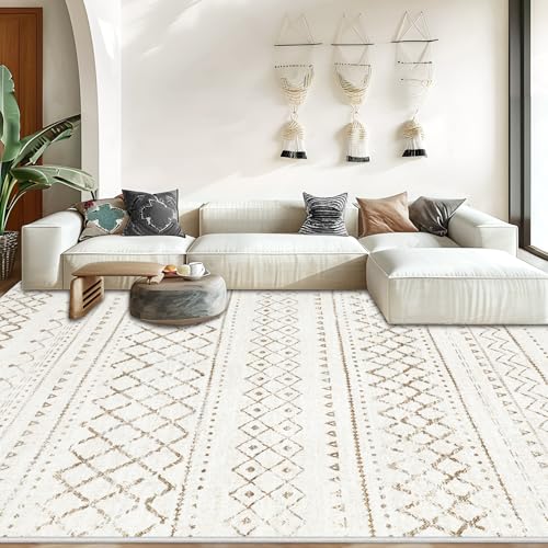 Aoyaomi Area Rug Living Room Rugs 8x10 - Large Soft Boho Geometric Rug, Non-Slip Foldable Washable Rugs Non Shedding Morden Indoor Floor Carpet for Living Bedroom Office Dining Room (Brown,8' x 10') - Image 2