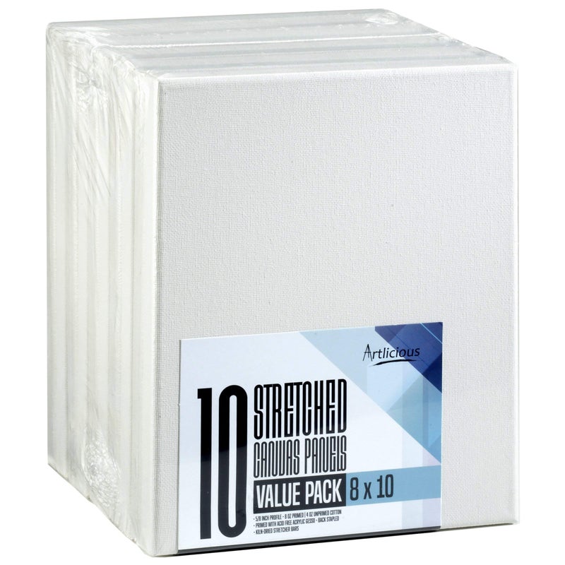 Artlicious - Super Value 10 Pack - 8x10 Pre-Stretched Cotton Canvas Panel Boards - Use with All Acrylics, Oils and Other Painting Media - Image 2