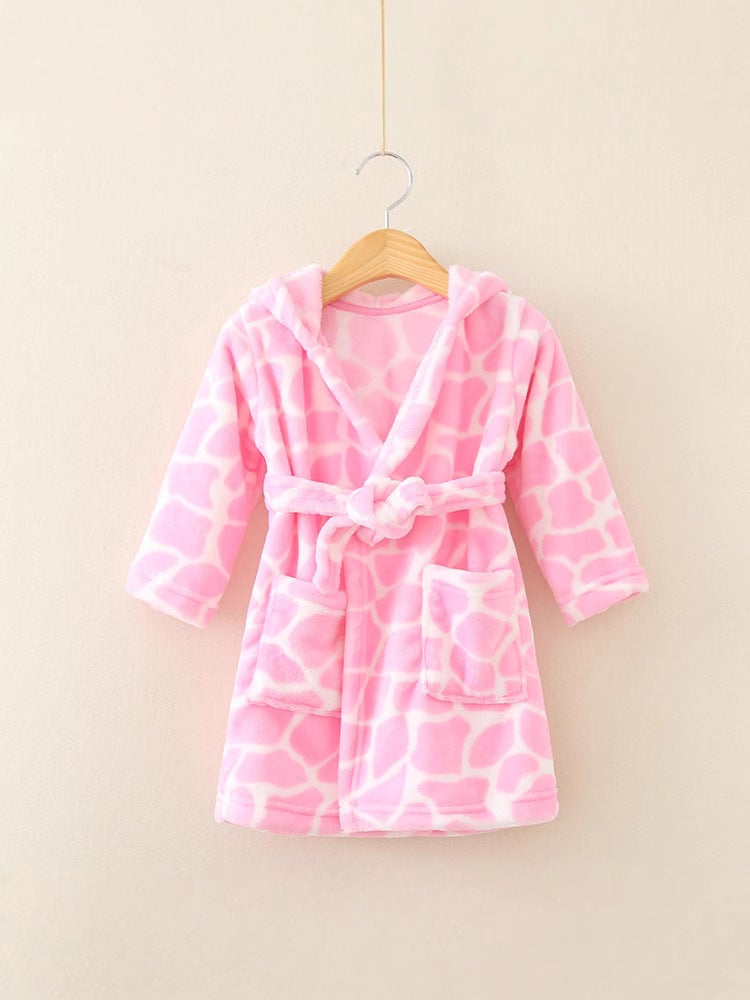Hooded Flannel Bathrobe for Infants – Cartoon Design Baby Pajamas 1-3 Years - Image 4
