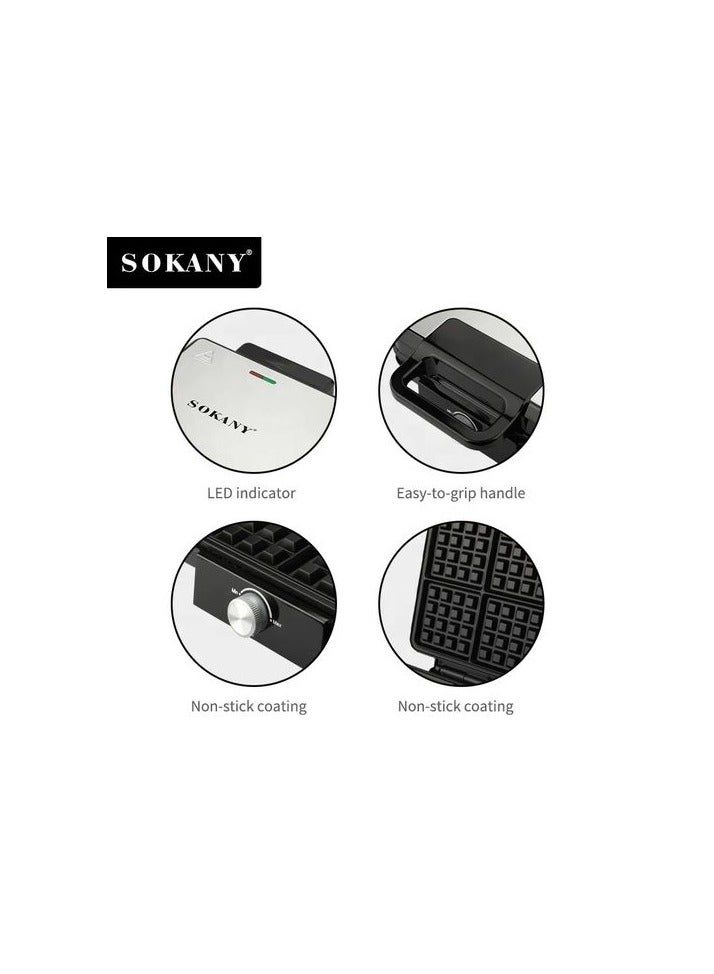 سوكاني صانع الوفل 4 شرائح مع تحكم في درجة الحرارة /تسخين مزدوج الجوانب/ 1500واط/SK-08031  - Image 4