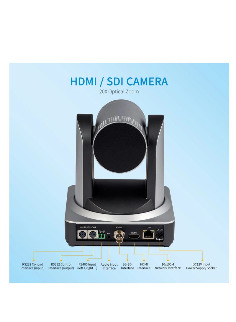 فيل وورلد كاميرا مؤتمرات الفيديو Feelworld POE 20x زووم بصري 1080P 60fps HDMI SDI PTZ مع كاميرا 3G SDI HDMI IP PTZ - Image 4