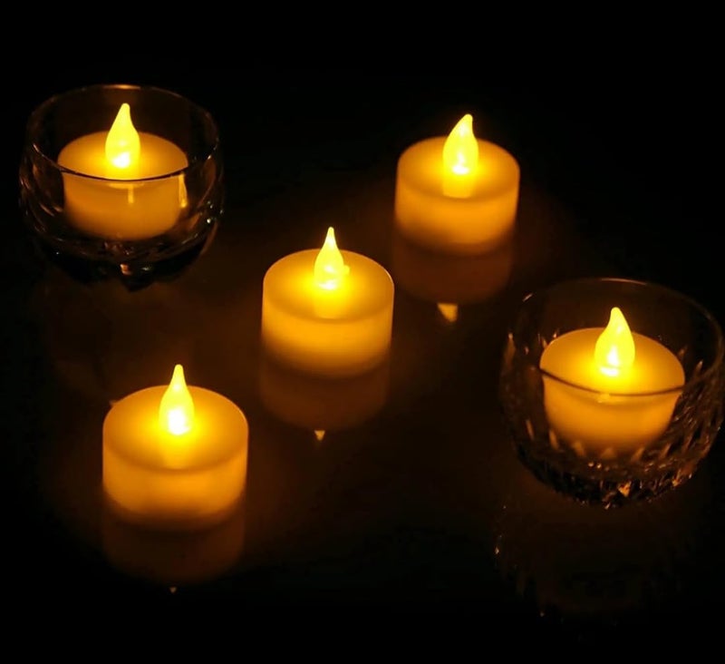 VRB Dec™ 24 Pcs Acrylic Flameless & Smokeless Decorative Candles Led Tea Light Candle Perfect for Gifting, Home, Birthday, Diwali, Christmas,Decorative Candles,Balcony, Birthday (Acrylic - 24 Pcs) - Image 2