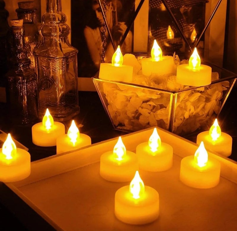VRB Dec™ 24 Pcs Acrylic Flameless & Smokeless Decorative Candles Led Tea Light Candle Perfect for Gifting, Home, Birthday, Diwali, Christmas,Decorative Candles,Balcony, Birthday (Acrylic - 24 Pcs) - Image 3