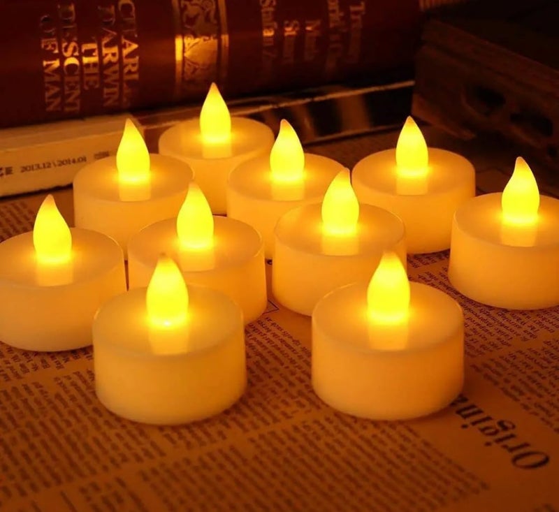 VRB Dec™ 24 Pcs Acrylic Flameless & Smokeless Decorative Candles Led Tea Light Candle Perfect for Gifting, Home, Birthday, Diwali, Christmas,Decorative Candles,Balcony, Birthday (Acrylic - 24 Pcs) - Image 1