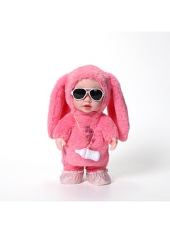 Generic Children's Bottle Vinyl Electric Plush Toy Early Education Eating Bottle Doll Walking Talking Learning Tongue Girl Gift-Color:Jm—8284-3 Color Box Watermelon Red  - Image 1