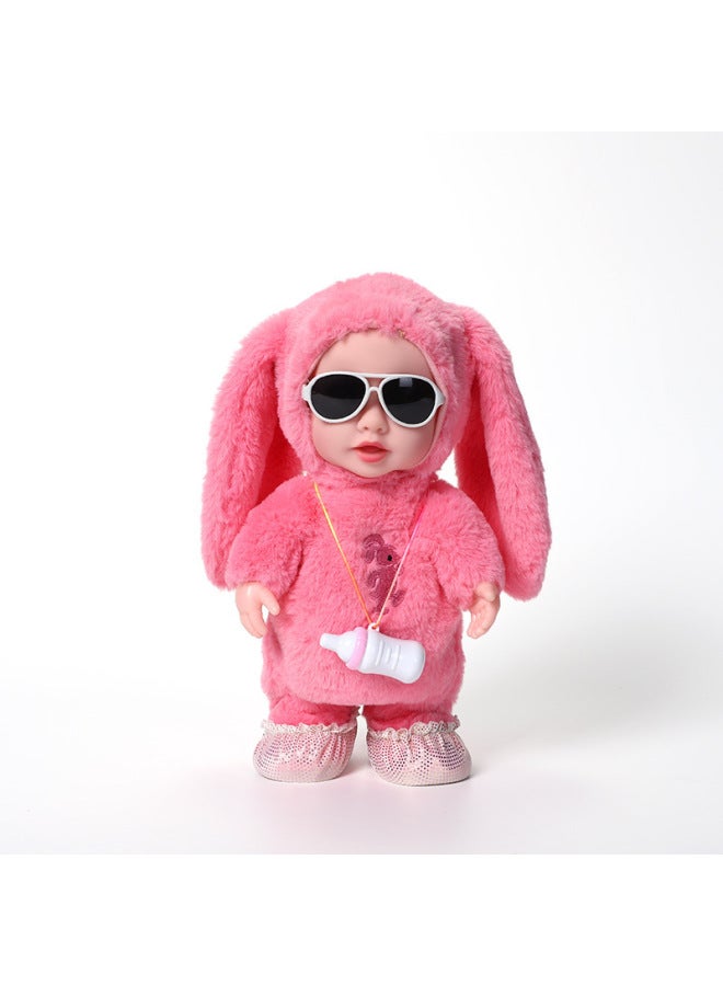 Children's Bottle Vinyl Electric Plush Toy Early Education Eating Bottle Doll Walking Talking Learning Tongue Girl Gift-Color:Jm—8284-3 Color Box Watermelon Red  - Image 1