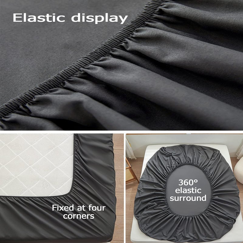 rushrushlulu Bedding TwinXL Size Fitted Sheet Only-TwinXL Size Deep Pocket Bottom Fitted Sheet Fits 15inches Bed Matress Sheet Soft and Microfiber Easy Care-Dark Gray - Image 4