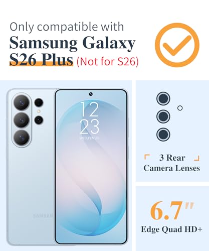 GVIEWIN for Samsung Galaxy S26 Plus Case, Clear Floral Slim Shockproof Protective Women Phone Case, Non-Yellowing, with Screen Protector&Camera Lens Protector for S26 Plus 6.7", Aquilegia/White - Image 2