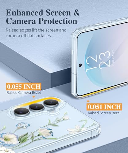 GVIEWIN for Samsung Galaxy S26 Plus Case, Clear Floral Slim Shockproof Protective Women Phone Case, Non-Yellowing, with Screen Protector&Camera Lens Protector for S26 Plus 6.7", Aquilegia/White - Image 5