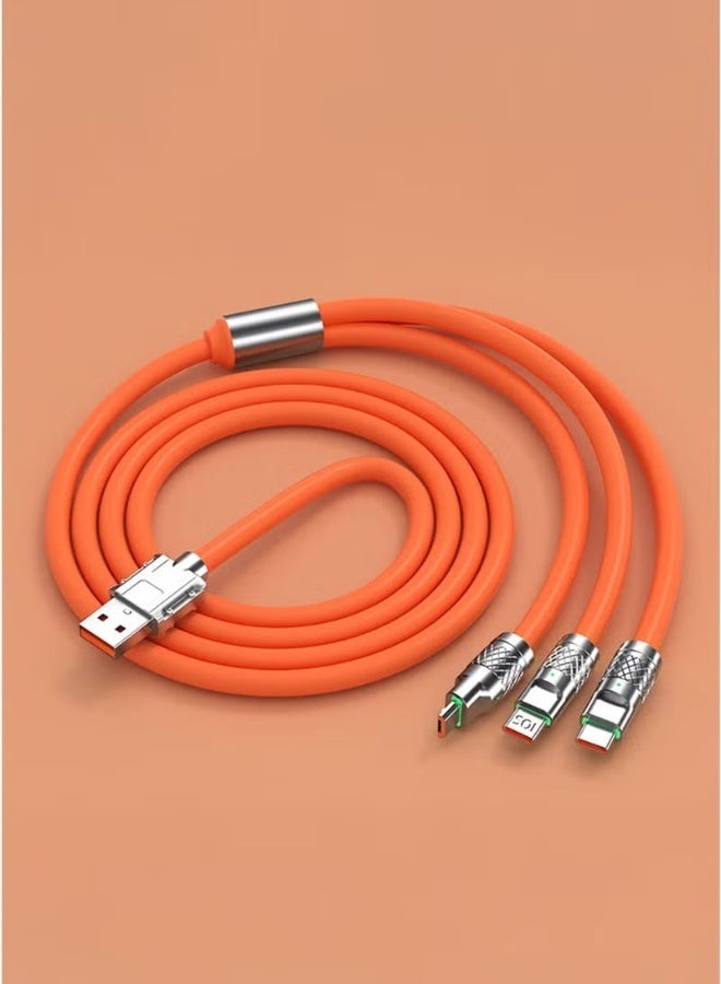 ZapLin Type-C Cable Fast Charger 3-in-1 Charging Cable 120W Super Fast Charge, 1.2M Nylon Braided USB Data Cable, Multi-Port Charger Cord (Lightning + Type-C + Micro USB) for Phones & Tablets - Image 4