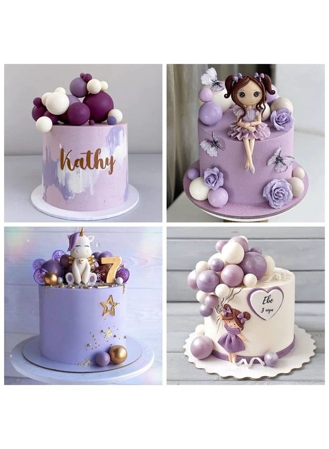 ASTARON 32 Pcs Ball Cake Topper Decorations Mini Balloons Cake Topper Sticks Foam Balls Cake Picks Cake Topper Balls Cake Decorations for Wedding Party Birthday Cake Decorating (Purple Gold) - Image 2