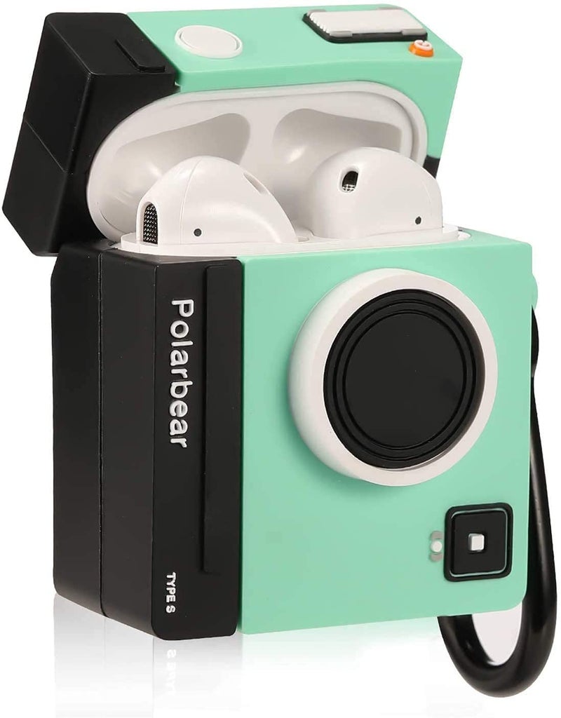 FOLX Fac70 Airpods 1&2 Gen Soft Silicone Protective Case 3D Design Shockproof Case Cover with Anti-Lost Metal Keyring Compatible for Apple Airpods 1&2 Generation (Polar Bear) Multi-Coloured - Image 1