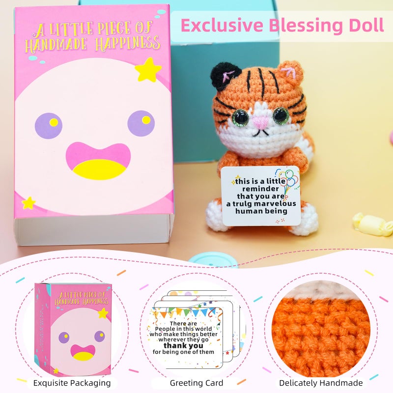 Gipony Positive Crochet cat Christmas Birthday Gifts for Women Men Self Care Thanksgiving Basket Son Mom Dad Daughter Sister Friend Coworkers Relaxation Gift Desk Home Decor Emotional Inspirational Support - Image 2