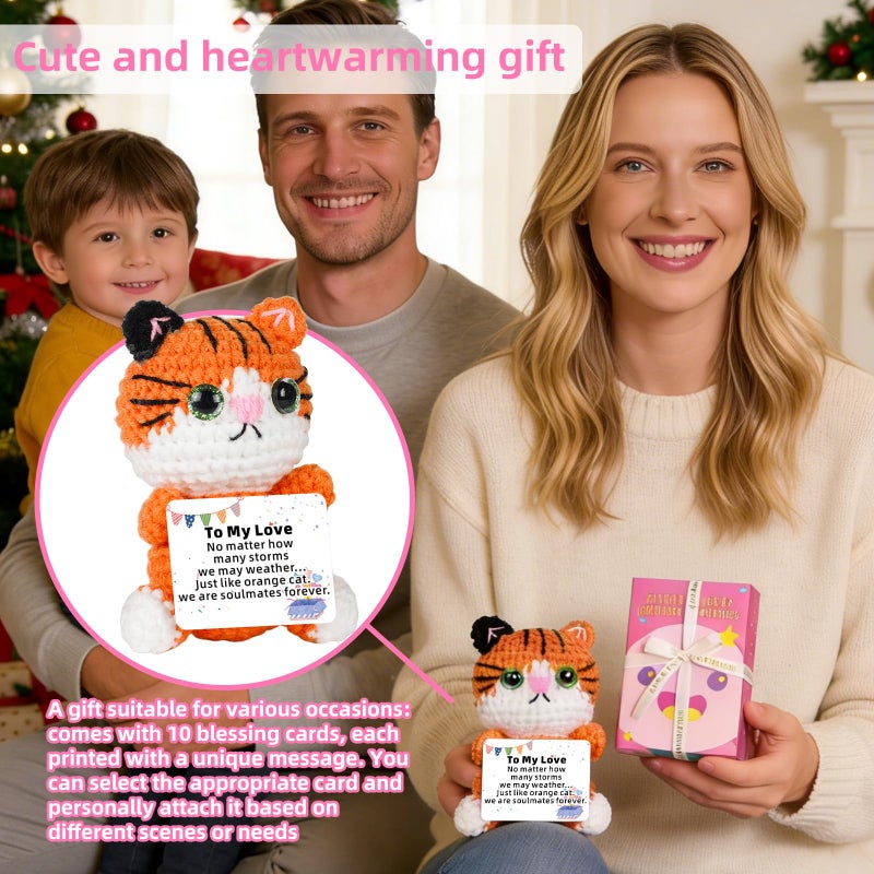 Gipony Positive Crochet cat Christmas Birthday Gifts for Women Men Self Care Thanksgiving Basket Son Mom Dad Daughter Sister Friend Coworkers Relaxation Gift Desk Home Decor Emotional Inspirational Support - Image 4