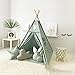 RONGFA Kids Teepee Tent with White Pom Pom  Indoor Play Teepee for Children Boys Portable Play House Jewelry Blue - Image 4