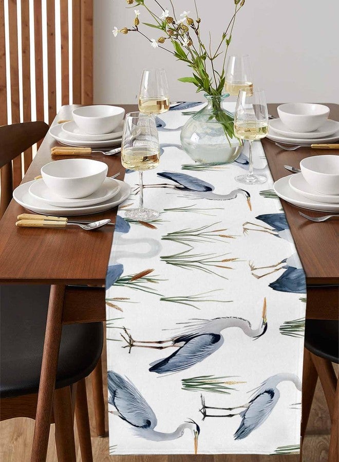 Litter Star Sea Bird Seabird Heron on White Table Runner Dresser Scarf, Long-beaked Heron Decorative Table Runners for Home Kitchen Dinning Room Banquet Holiday Party 13x70in - Image 4