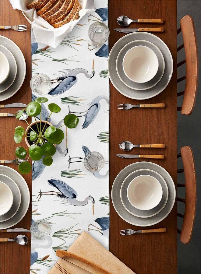 Litter Star Sea Bird Seabird Heron on White Table Runner Dresser Scarf, Long-beaked Heron Decorative Table Runners for Home Kitchen Dinning Room Banquet Holiday Party 13x70in - Image 2