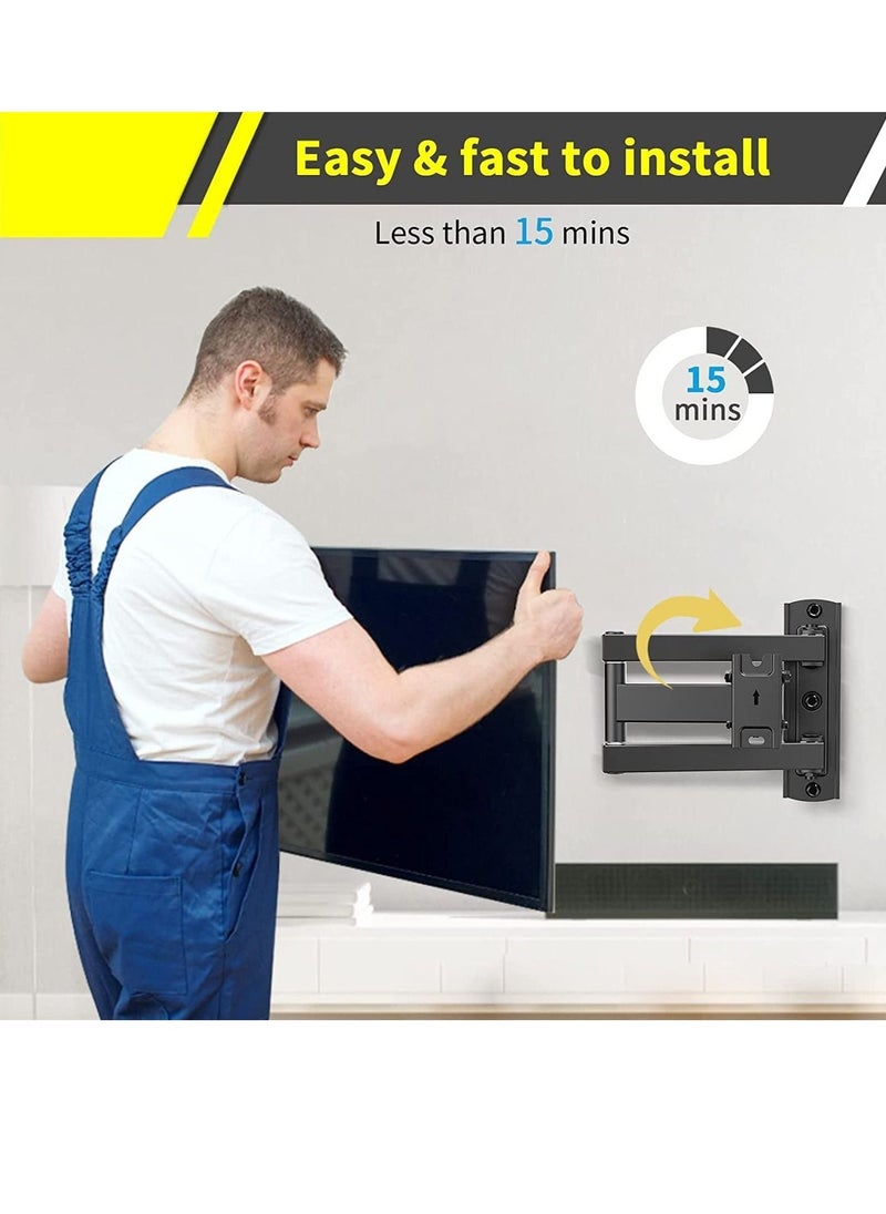 Tilt & Swivel TV Wall Mount - Heavy Duty Steel Bracket for 32-55" LED, LCD, Flat & Curved TVs, 70 lbs Capacity, VESA 400x400, RM-400 Black - Image 2