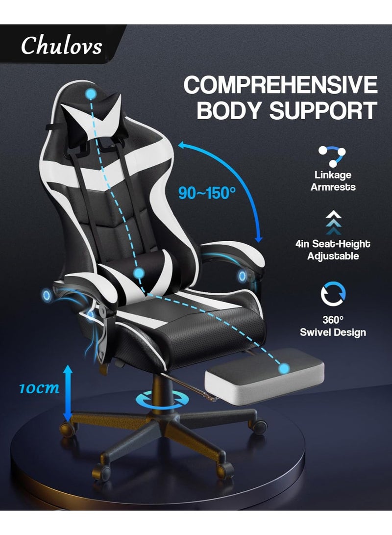 Chulovs Gaming Chair with Footrest Computer Chair Deak Chair High Back Racing Style Office Chair with Headrest Support Adjustable Office Chair  - Image 3
