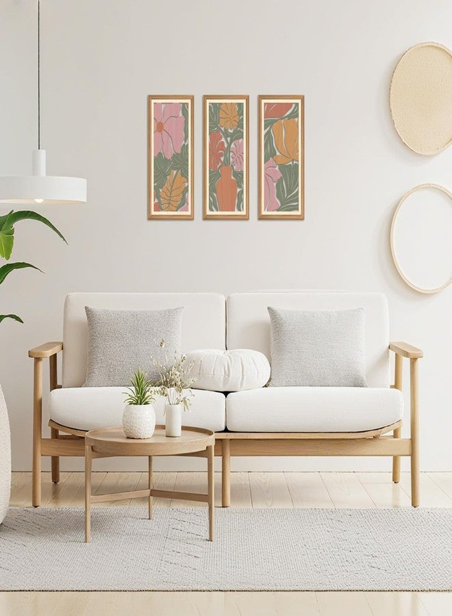 IARTTOP 3 Pcs Boho Flower Wall Decor Floral Botanical Artwork Mid Modern Wall Art Bohemian Floral Hanging Decor Abstract Minimalist Wooden Art for Living Room Bedroom Office 7.9 x15.8 Inch - Image 4