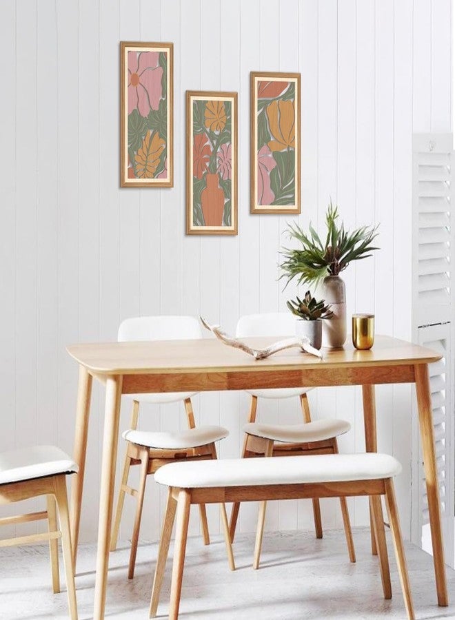 IARTTOP 3 Pcs Boho Flower Wall Decor Floral Botanical Artwork Mid Modern Wall Art Bohemian Floral Hanging Decor Abstract Minimalist Wooden Art for Living Room Bedroom Office 7.9 x15.8 Inch - Image 5