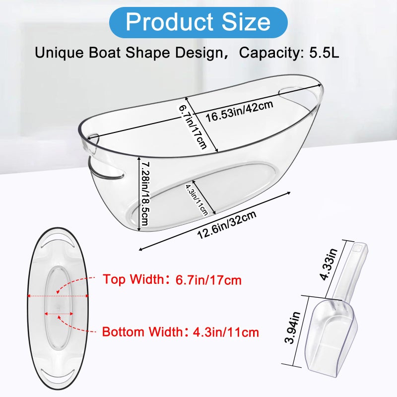 Blaithom Ice Buckets for Parties 2 Packs,Ice Bucket with Scoops&Metal Wine Bottle Opener,Clear Acrylic Ice Champagne Buckets Tub for Parties,Mimosa Bar Supplies,Beer,Beverage&Drinks 5.5L (16.53 x 7.3 x 6.8in) - Image 4