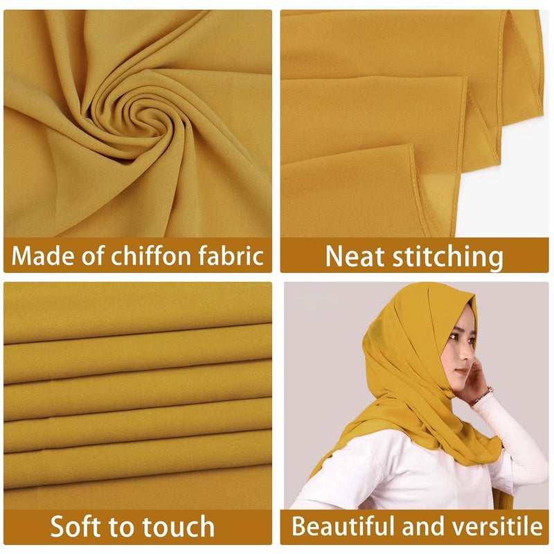 klarako 6 Pcs Soft Chiffon Scarf Shawl Long Scarf Wrap for Evening Dresses, Chiffon Hijab Scarves Headwrap for Women(Set 01) - Image 2