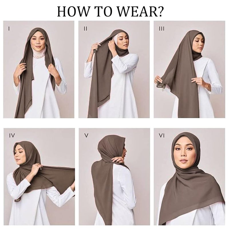klarako 6 Pcs Soft Chiffon Scarf Shawl Long Scarf Wrap for Evening Dresses, Chiffon Hijab Scarves Headwrap for Women(Set 01) - Image 3