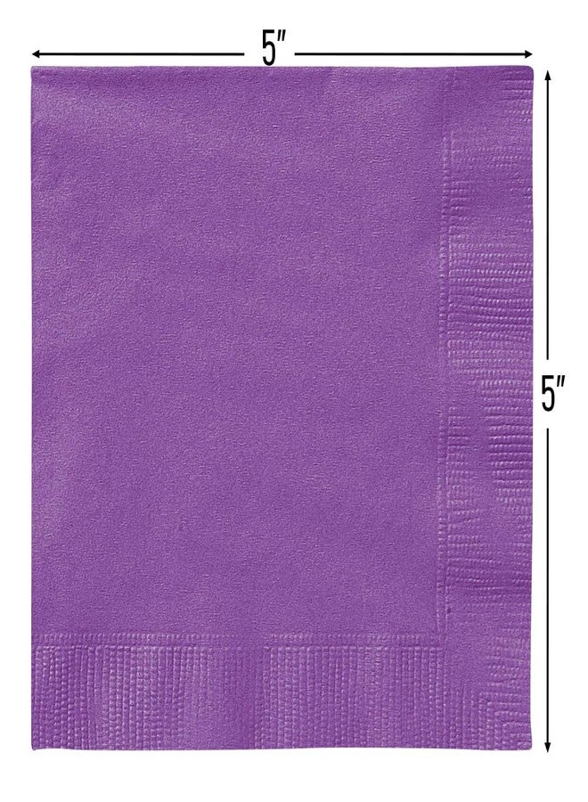 يونيك بارتي مناديل مشروبات بنفسجية سادة رائعة وجميلة - 5 بوصات × 5 بوصات (20 قطعة) - مثالية للضيافة وخدمات الطعام والمناسبات - Image 3