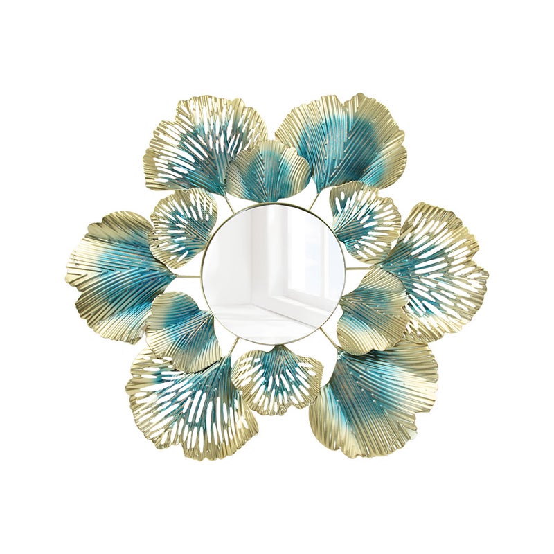 Nordic-Style Light Luxury Wall Decoration Golden Apricot Leaf Flower Mirror Wall Hanging Wall Hanging Iron Hallway Decorative Mirror - Image 5