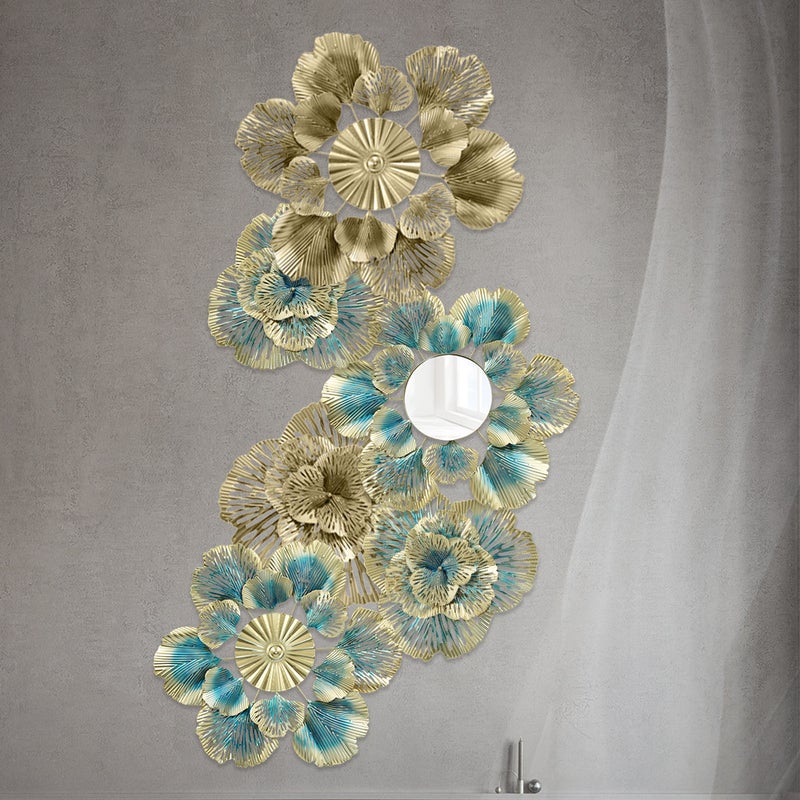 Nordic-Style Light Luxury Wall Decoration Golden Apricot Leaf Flower Mirror Wall Hanging Wall Hanging Iron Hallway Decorative Mirror - Image 4