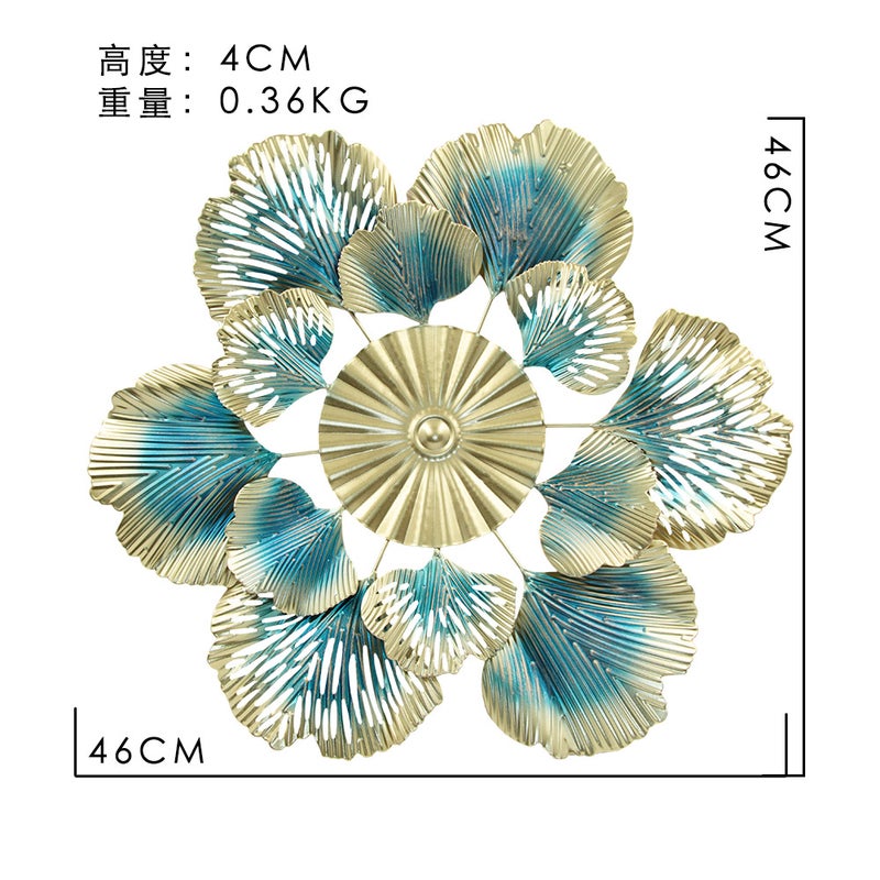 Nordic-Style Light Luxury Wall Decoration Golden Apricot Leaf Flower Mirror Wall Hanging Wall Hanging Iron Hallway Decorative Mirror - Image 1