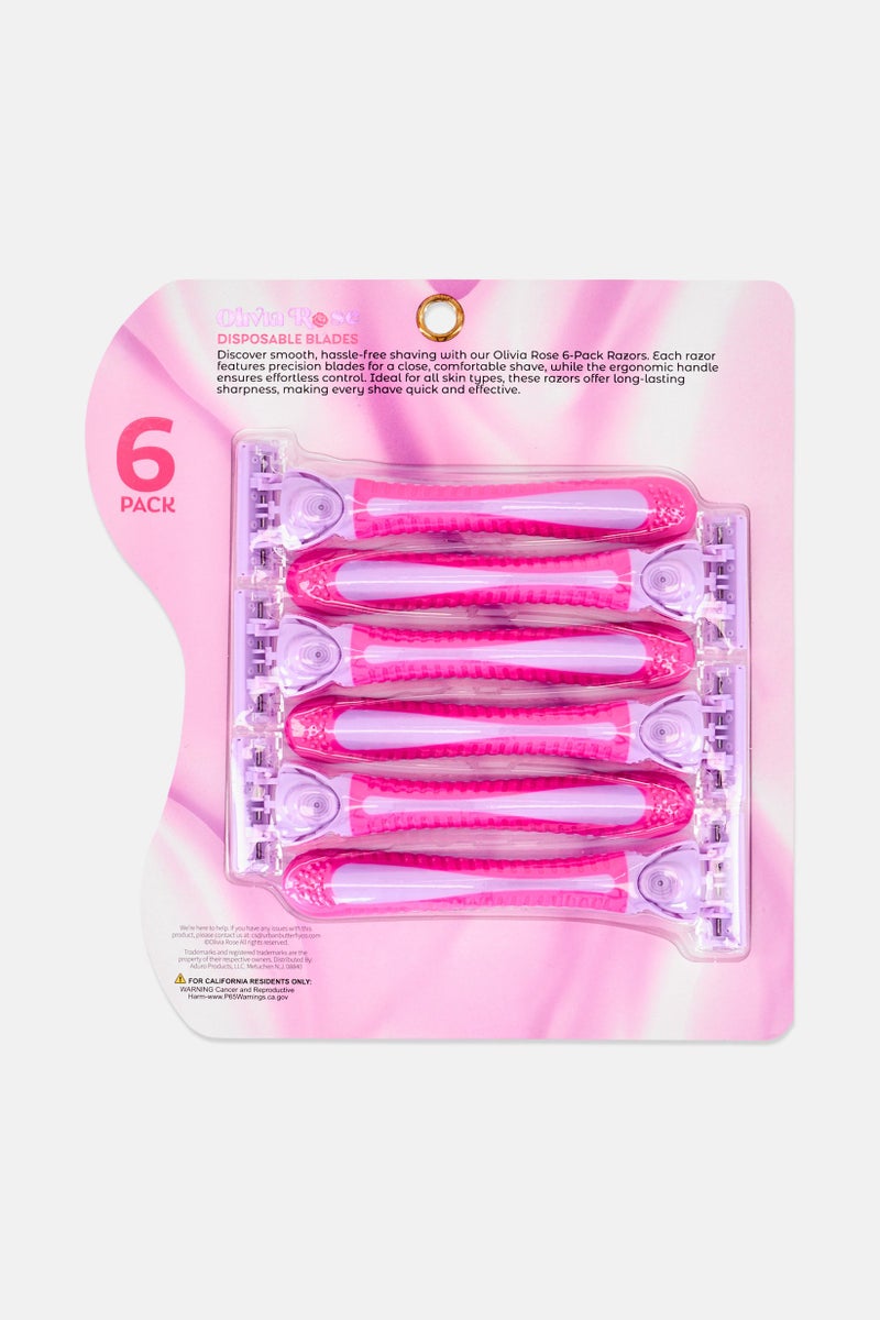 Olivia Rose 6 Pieces Sharp Disposable Blade Body Razors, Lavender - Image 1